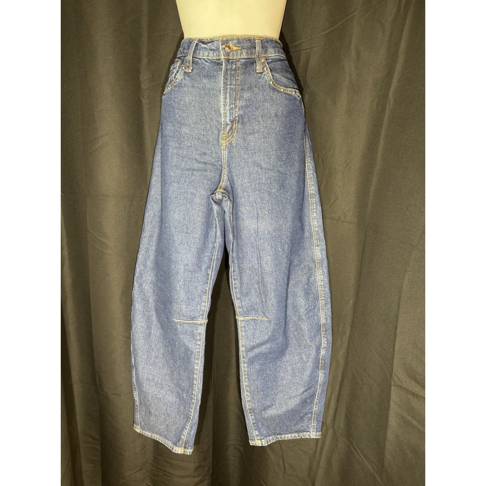 Gap Barrel High Rise Studded Relaxed Tapered Jeans Womens 29 Blue Med Wash Denim